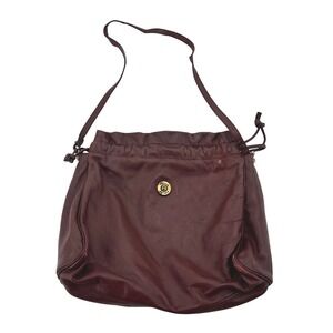 Vintage Etienne Aigner Burgundy Leather Crossbody Bag Ruched Drawstring Oxblood